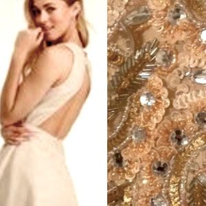 🎉SALE🎉ASOS LACE& BEADS TULI SEQUIN BEADED CHAMPAGNE FLOWY BRIDAL  DRESS